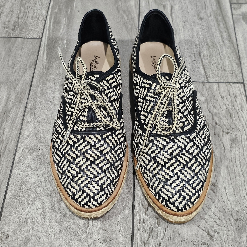 LOEFFLER RANDALL Kayla Black Woven Mesh Lace Up Espadrille Loafers 9M - Picture 3 of 8
